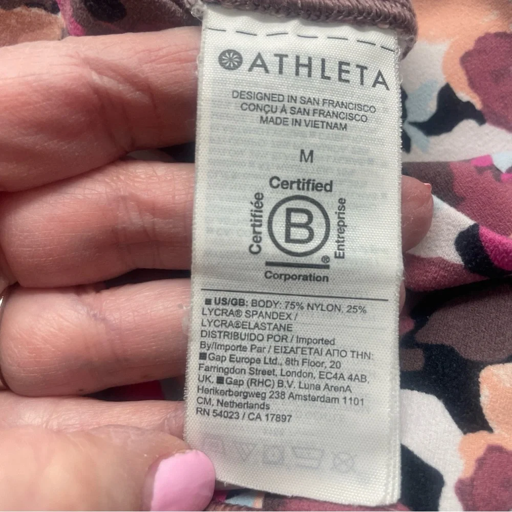 Athleta Pink and Brown Floral Leggings - Picture 2 of 11